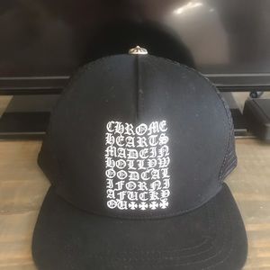 Black Mesh Chrome Hearts Trucker Hat